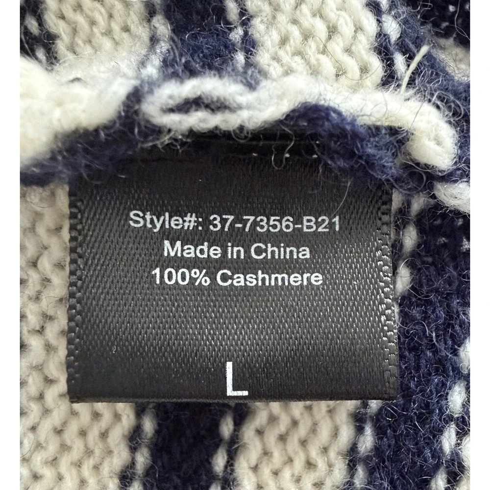 Jenni Kayne 100% Cashmere Boyfriend Sweater Navy Striped Nautical Luxury‎ L